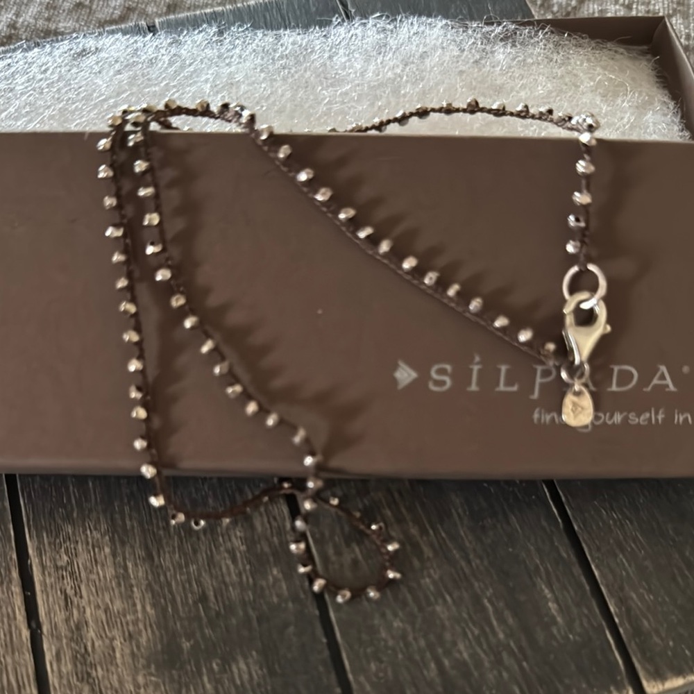 Silpada Silver Beaded Cord Necklace N2107 - Picture 2 of 10